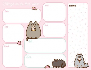 Pusheen Weekly Calendar Planner Desk Organiser Pad